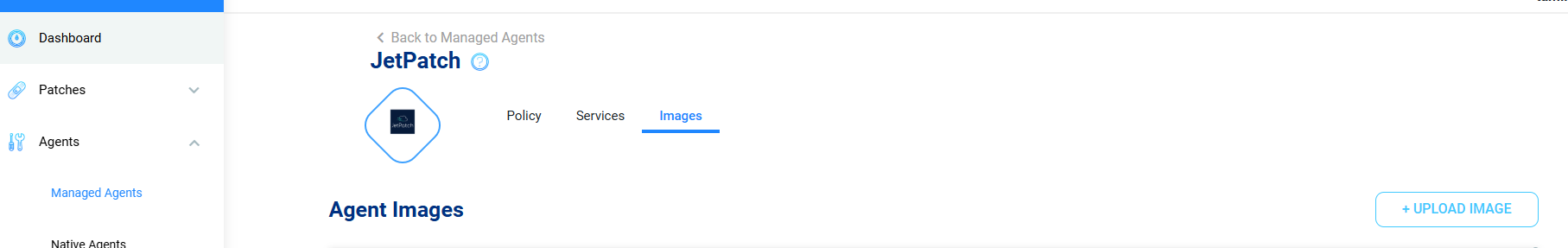 JetPatch managed agent - Images tab